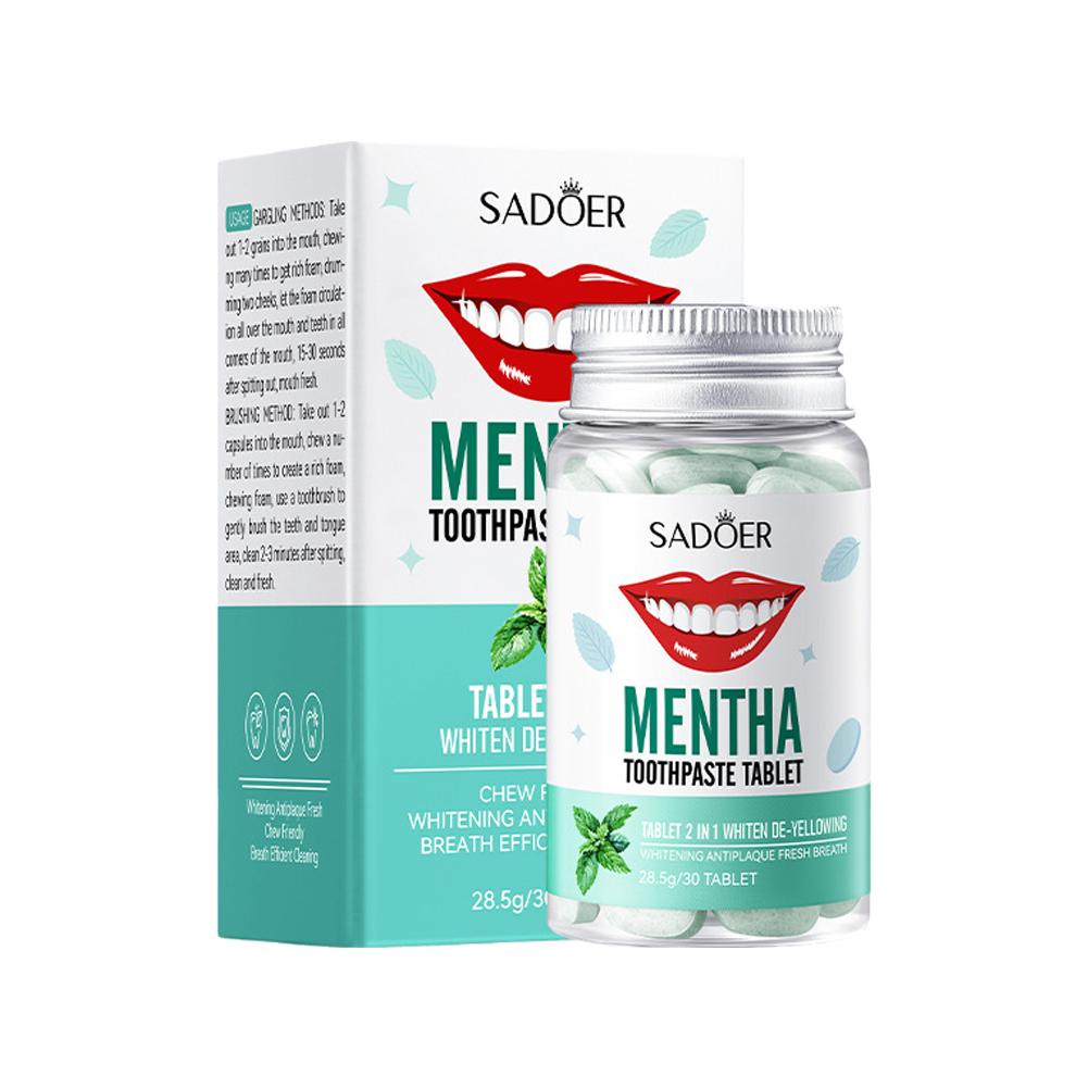 Teeth Whitening Zimba - Мятная твердая зубная паста Таблетки Мятные